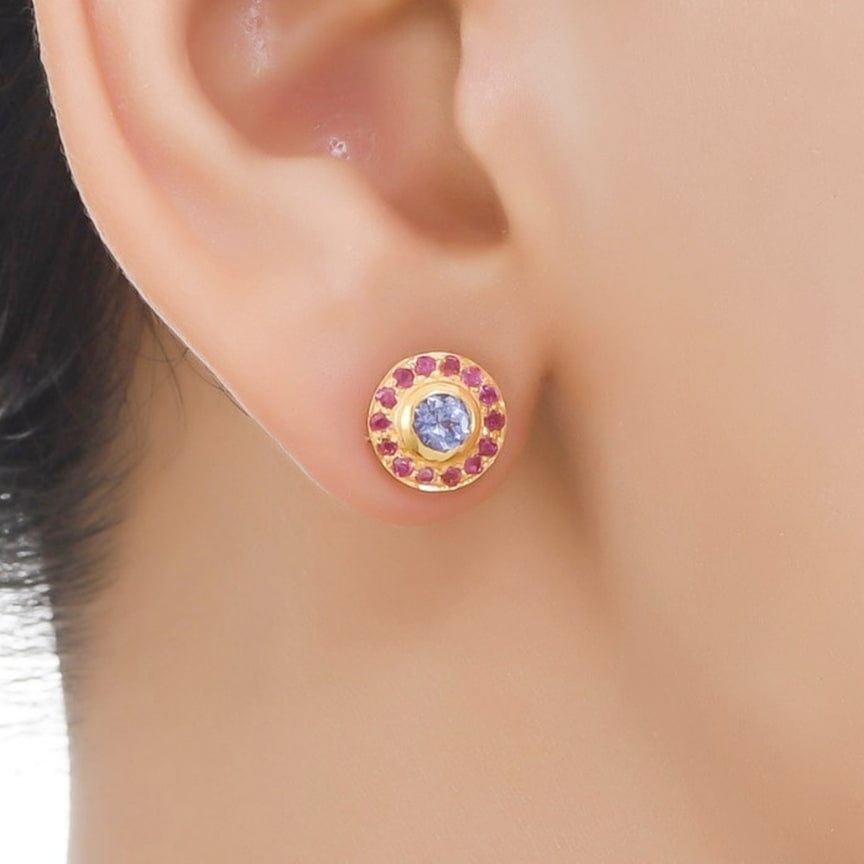 EAR-GPL Tanzanite Ruby Stud Earrings