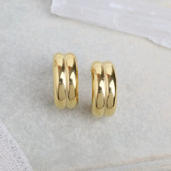 EAR-GPL TAYLOR // curved earrings - 18k gold plated stainl