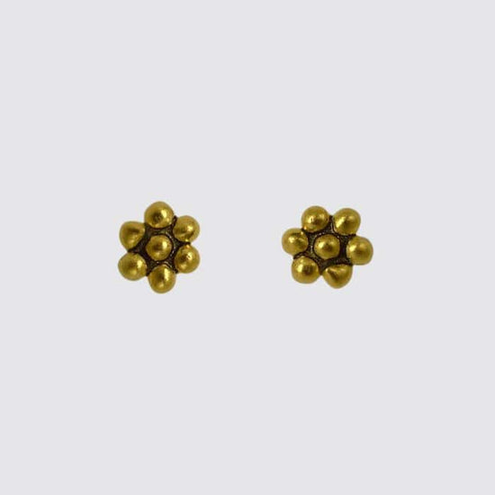 Load image into Gallery viewer, EAR-GPL Teeny Tiny Granulated Flower Stud - Gold Plated
