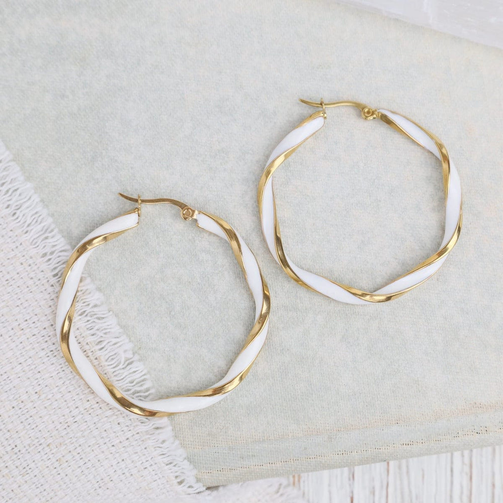 EAR-GPL TERRY WHITE// Two-tone twists hoop earrings - 18k