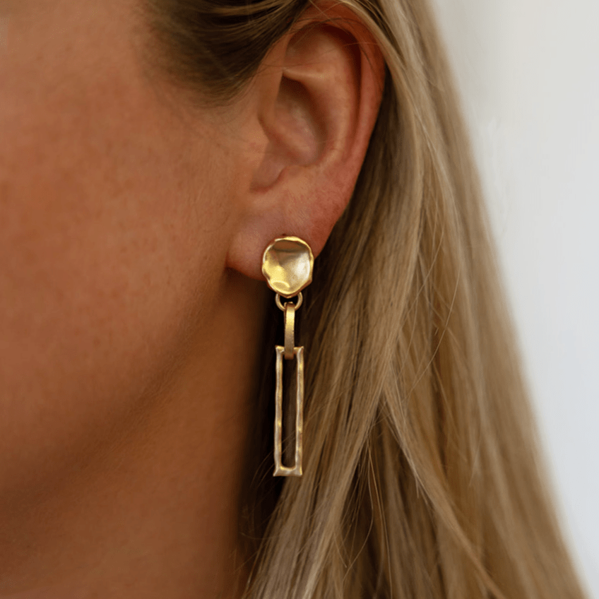 EAR-GPL Textured Rectangle Earrings