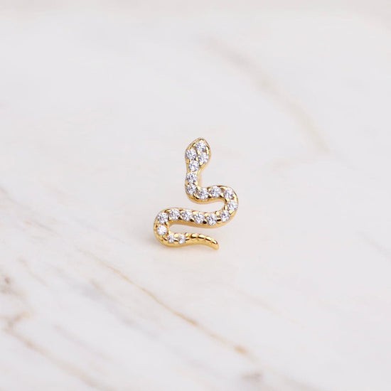 EAR-GPL The Snake single earring, 925 silver plated with 1