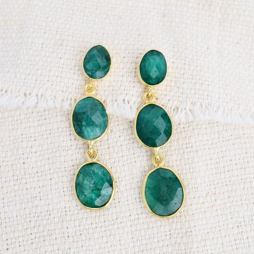 EAR-GPL Triple Oval Green Sillimanite Earrings