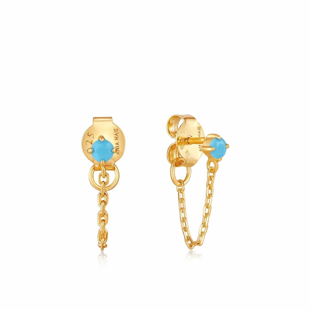 
                      
                        EAR-GPL Turquoise Chain Drop Gold Stud Earrings
                      
                    