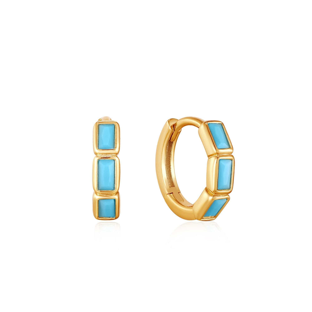 
                      
                        EAR-GPL Turquoise Gold Huggie Hoop Earrings
                      
                    