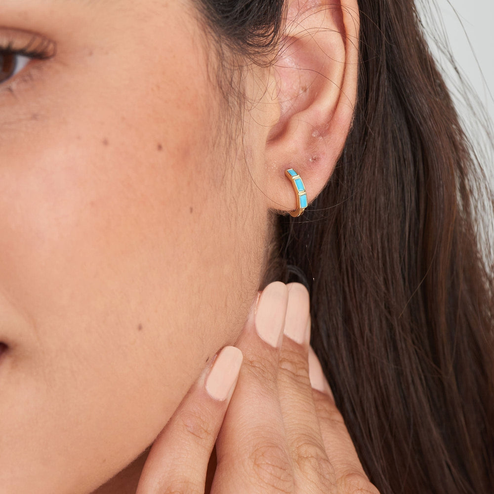 
                      
                        EAR-GPL Turquoise Gold Huggie Hoop Earrings
                      
                    