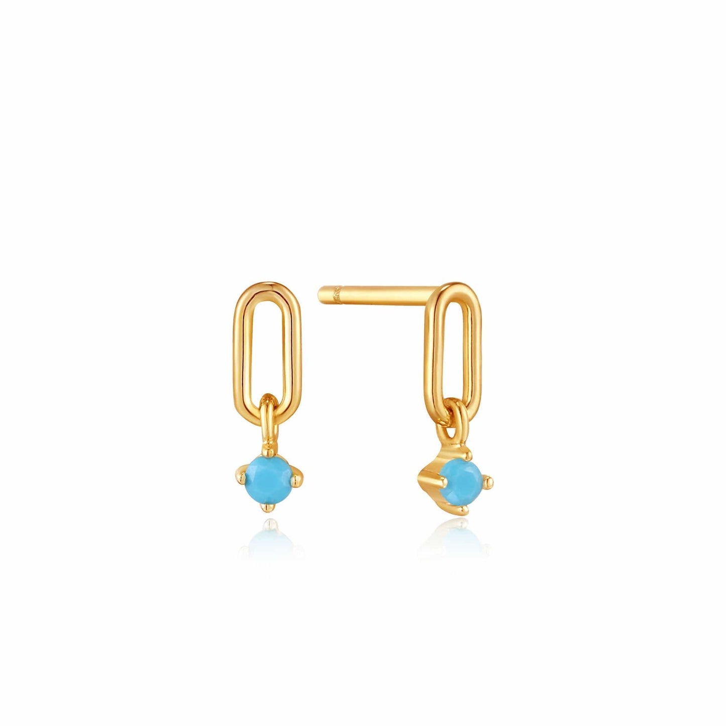 Load image into Gallery viewer, EAR-GPL Turquoise Gold Link Stud Earrings
