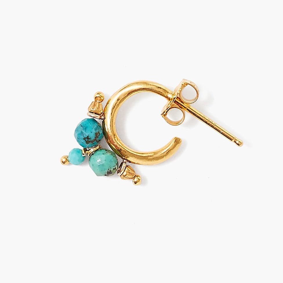 EAR-GPL Turquoise & Gold Pyramid Hoops