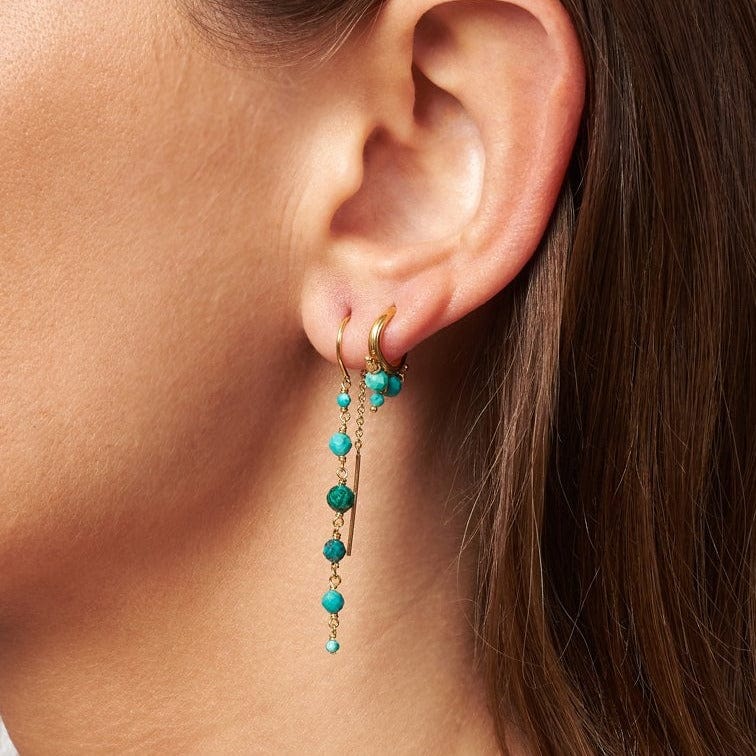 EAR-GPL Turquoise & Gold Pyramid Hoops