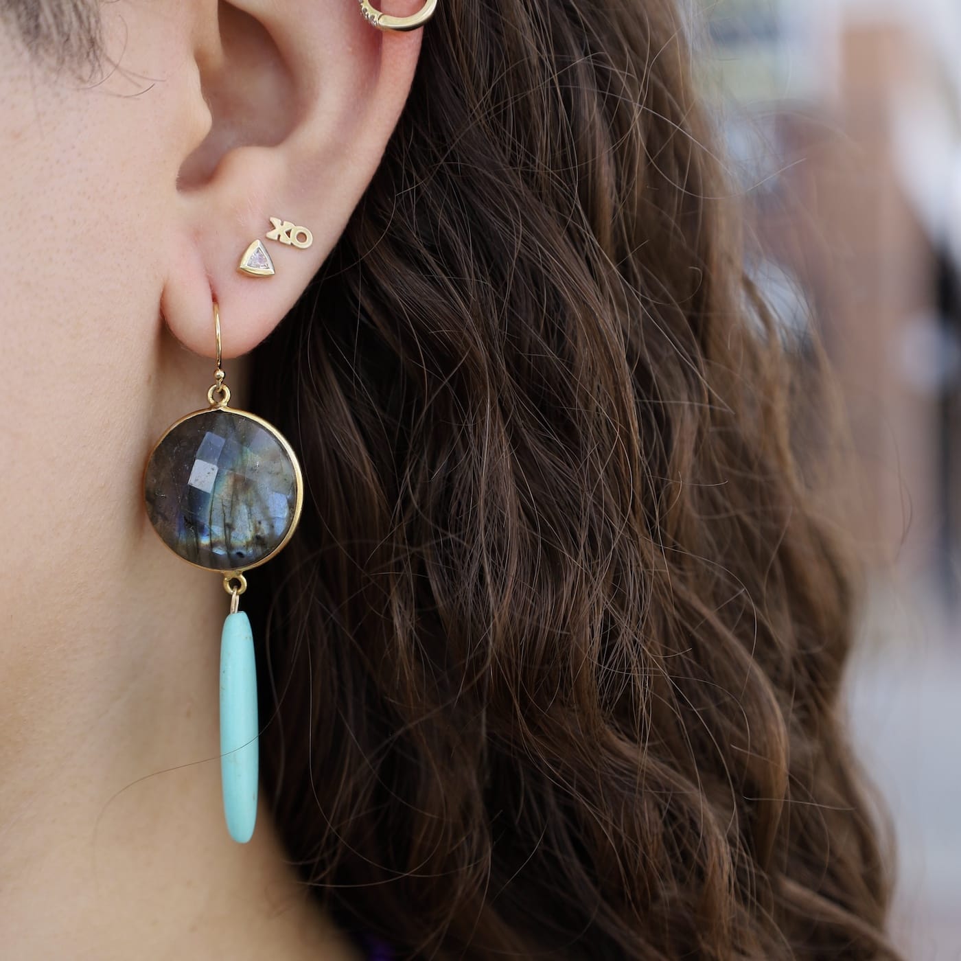 EAR-GPL Turquoise Matchstick Earrings - Labradorite