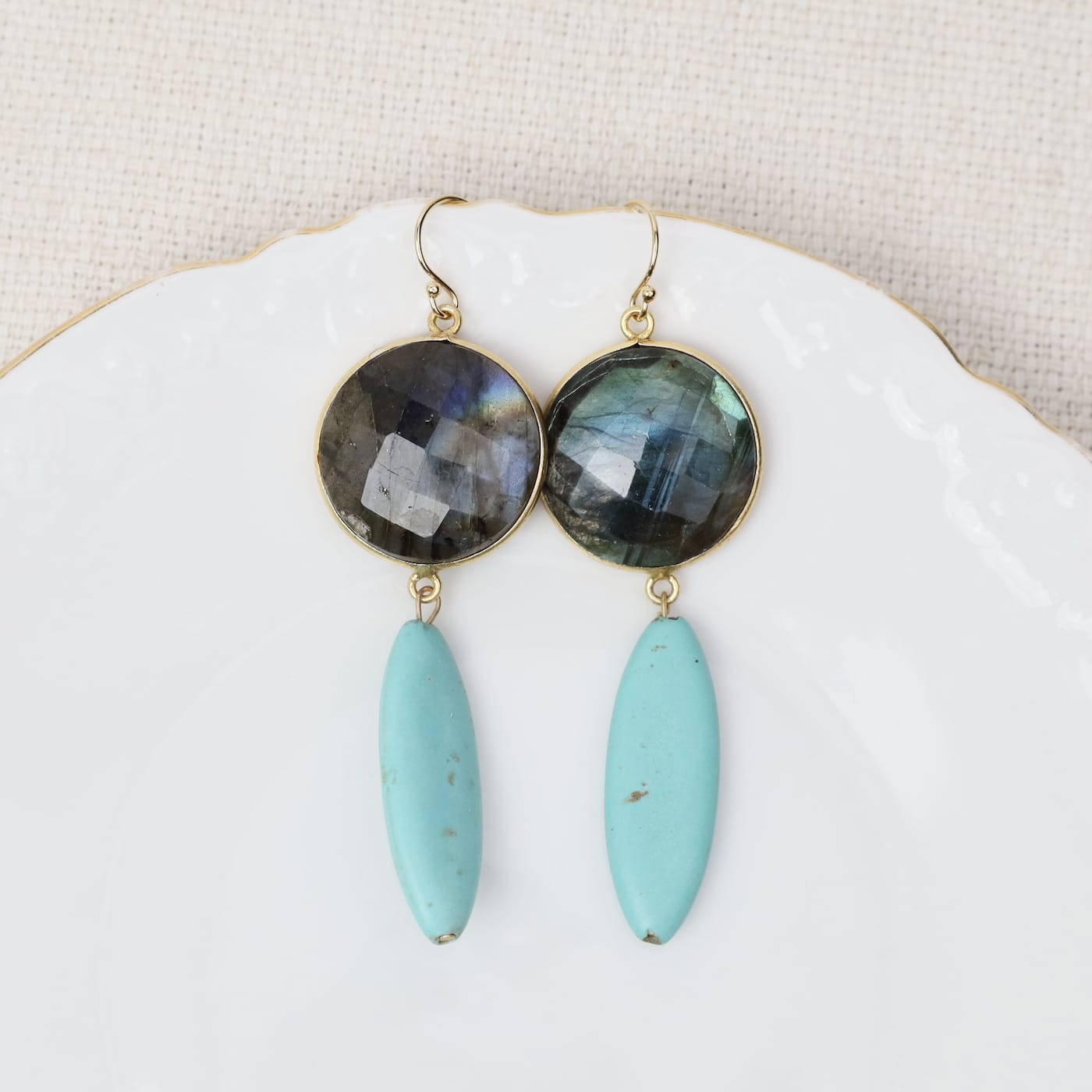 EAR-GPL Turquoise Matchstick Earrings - Labradorite
