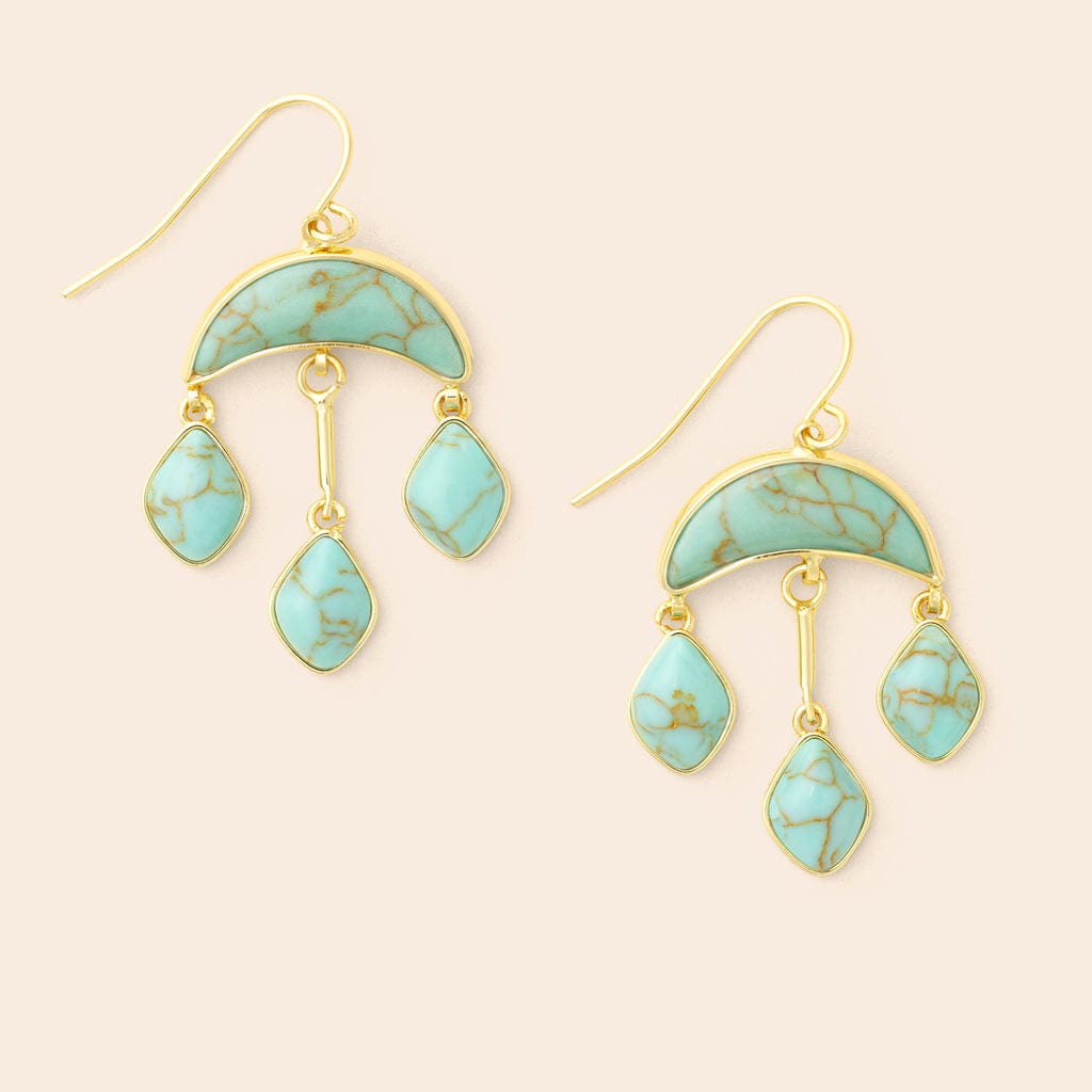 EAR-GPL Turquoise Stone Crescent Drop Earrings