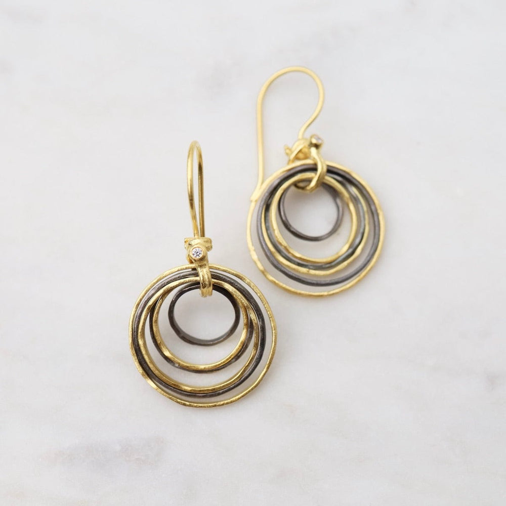 
                      
                        EAR-GPL Two Tone Earrings with 7 Hammered Rings
                      
                    