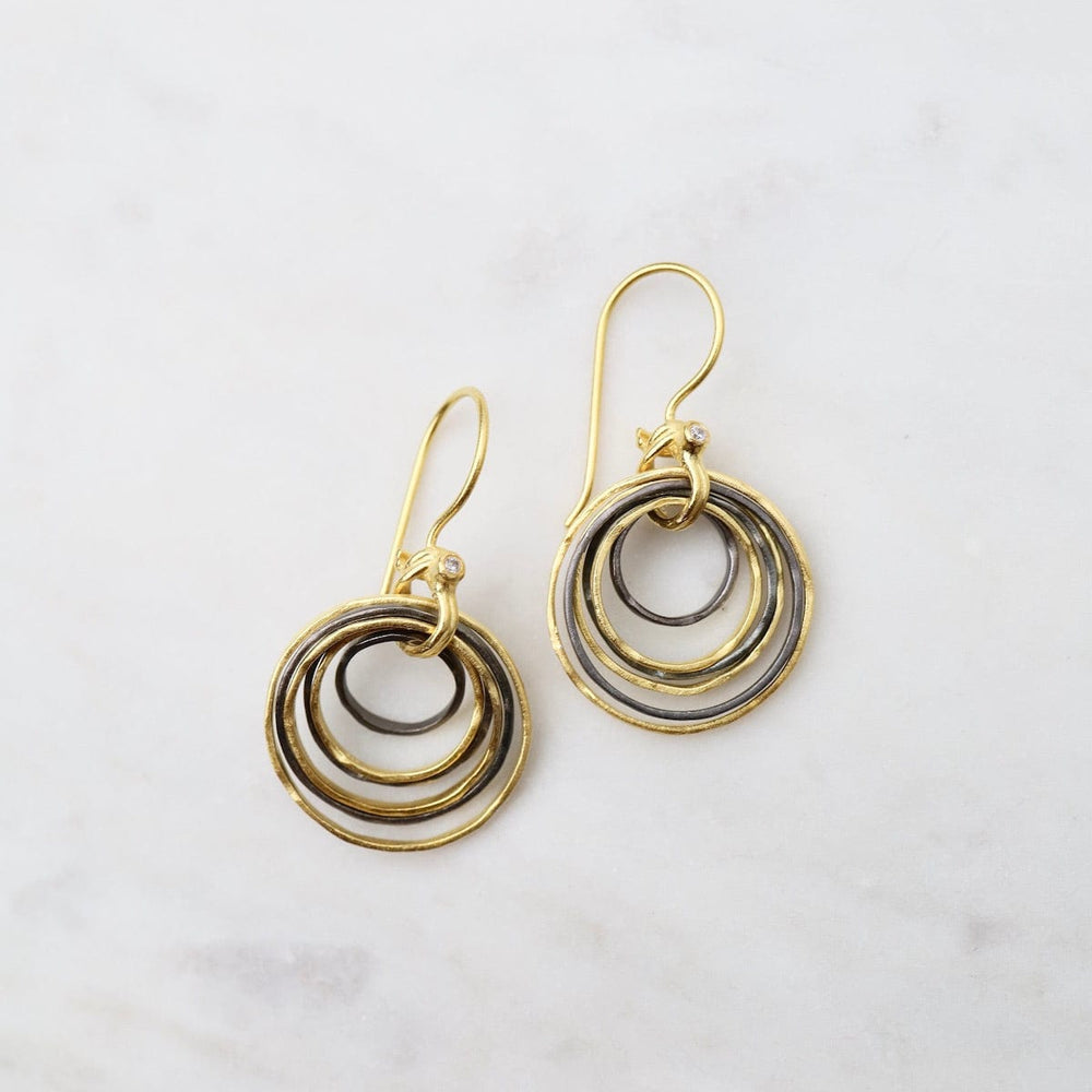 
                      
                        EAR-GPL Two Tone Earrings with 7 Hammered Rings
                      
                    