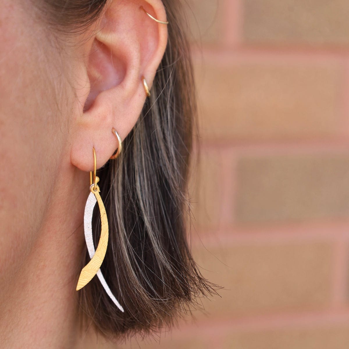 EAR-GPL Two Tone Gold and Silver Swing Dangle Earrings
