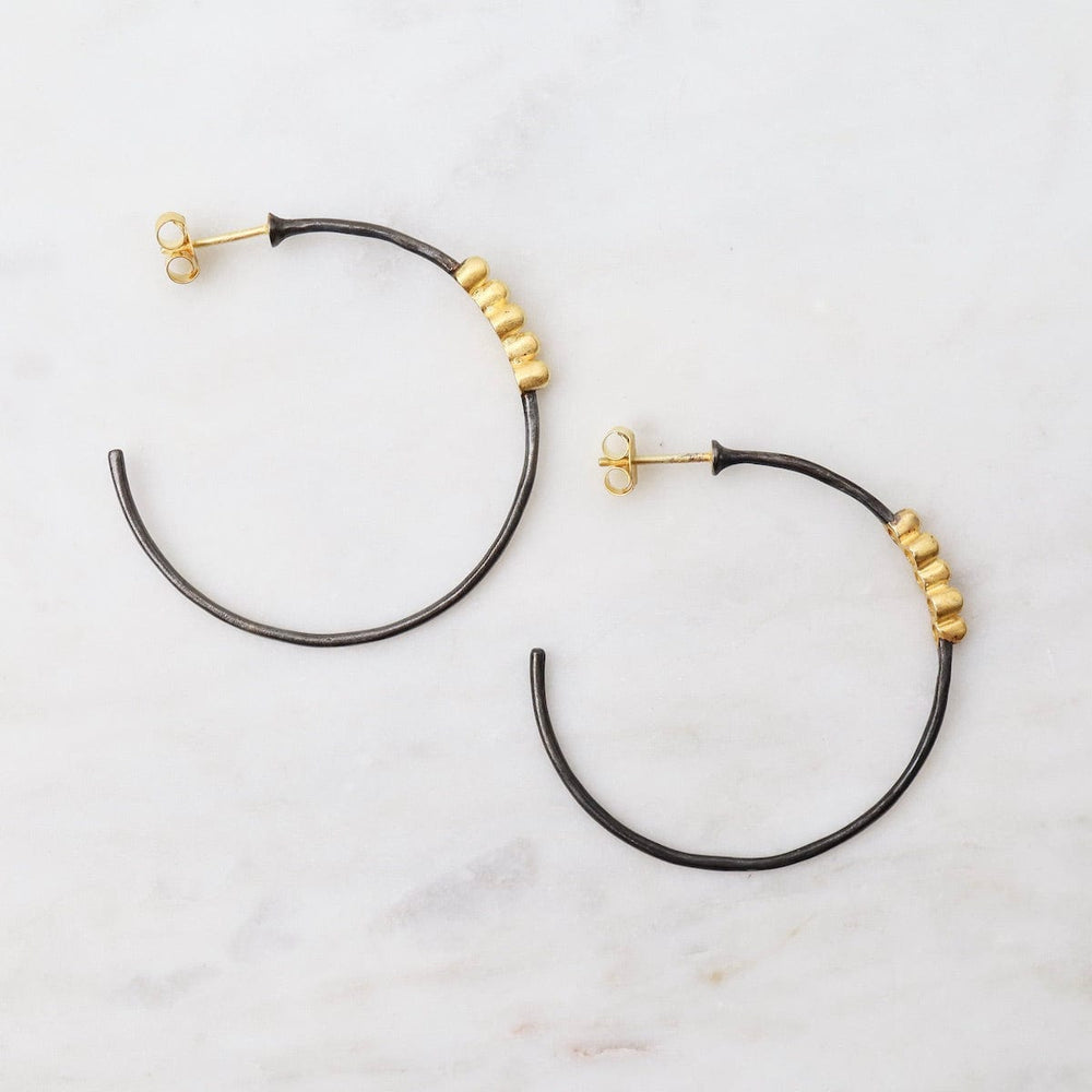 
                      
                        EAR-GPL Two Tone Hoops with Gold Dots
                      
                    