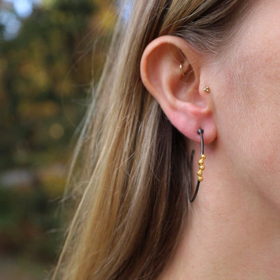 EAR-GPL Two Tone Hoops with Gold Dots
