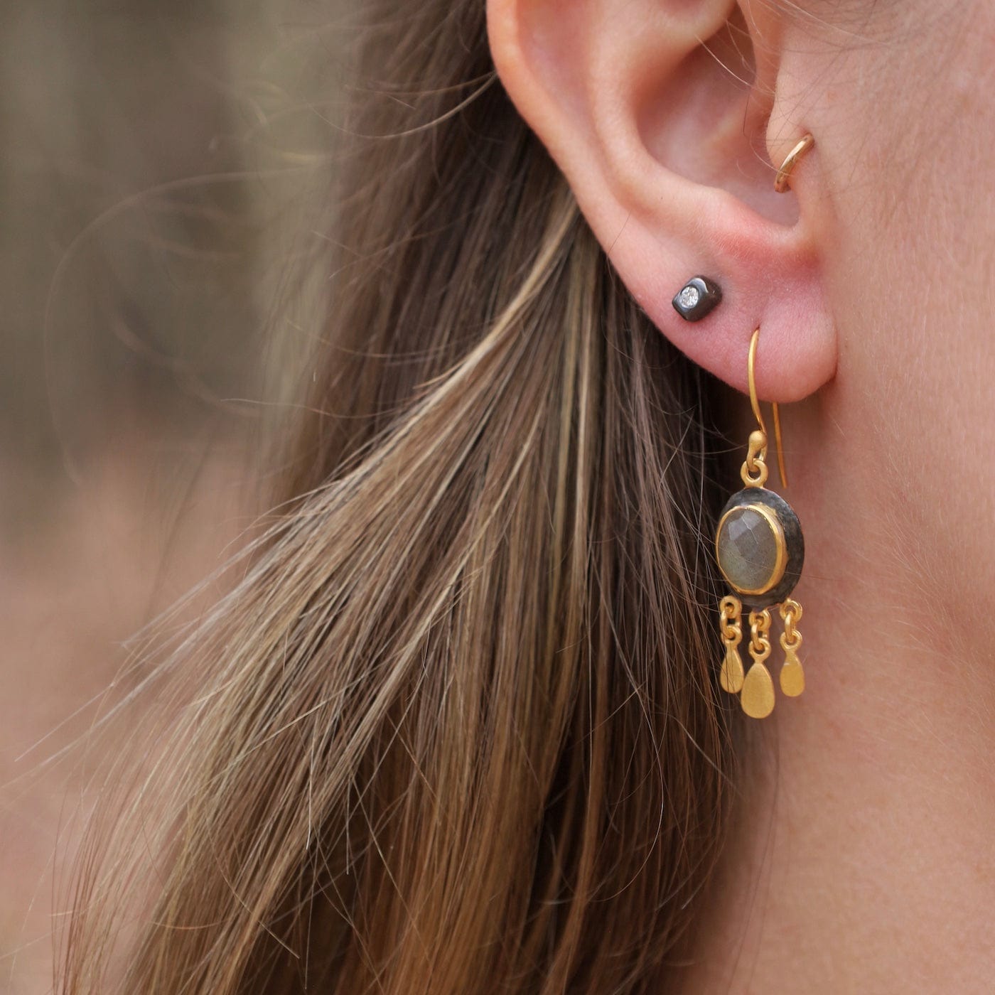 EAR-GPL Two Tone Labradorite Tier Earrings