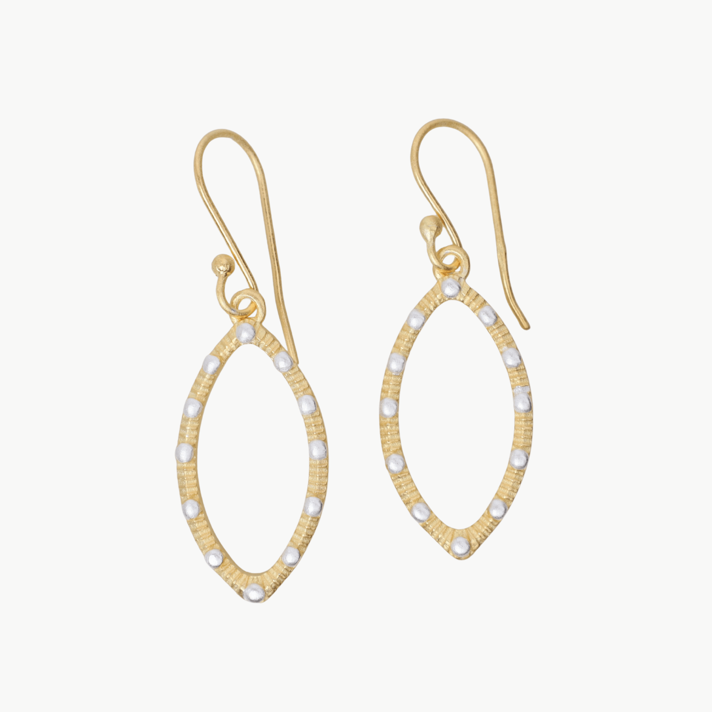 EAR-GPL Two Tone Textured Gold Silver Dot Earrings