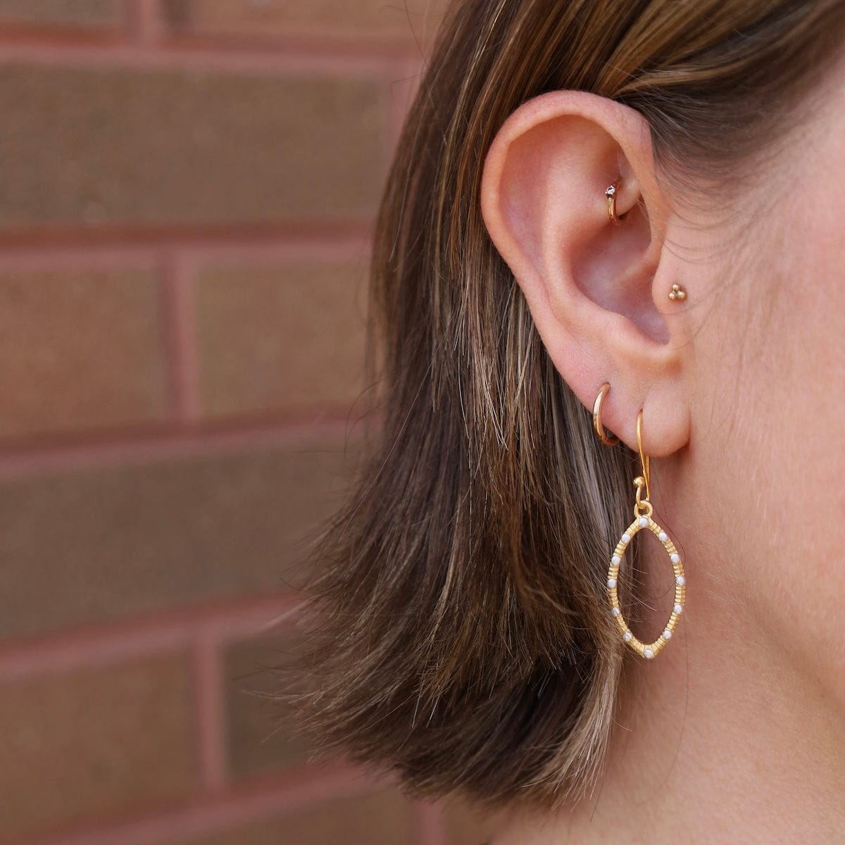 EAR-GPL *Two Tone Textured Gold Silver Dot Earrings