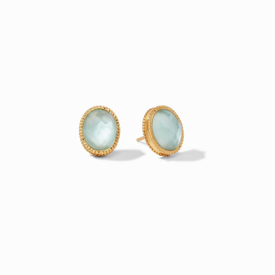 EAR-GPL VERONA STUD GOLD IRIDESCENT SEAGLASS GREEN