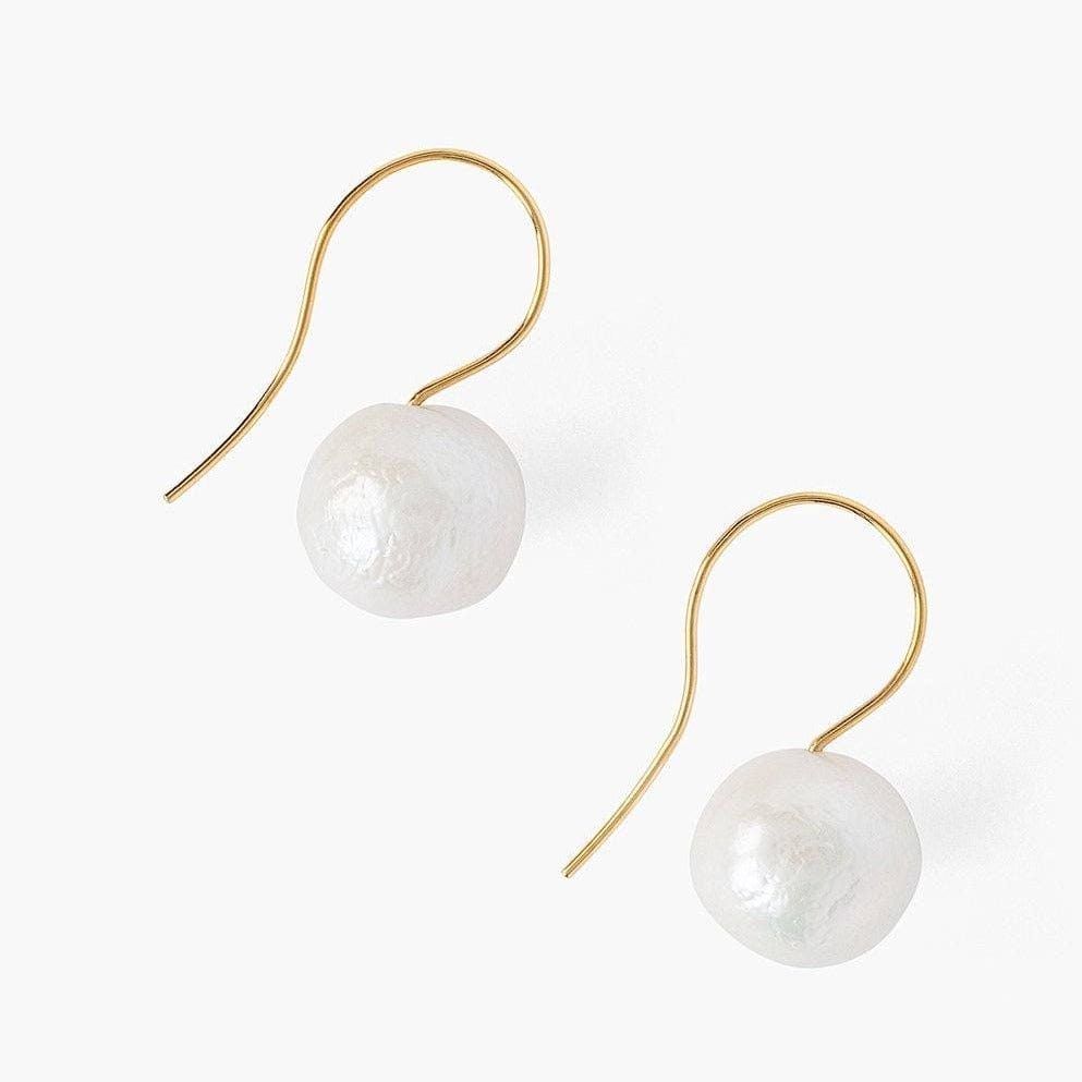 EAR-GPL White Baroque Pearl and Gold Drop Earrings
