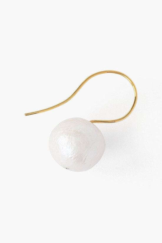 EAR-GPL White Baroque Pearl and Gold Drop Earrings