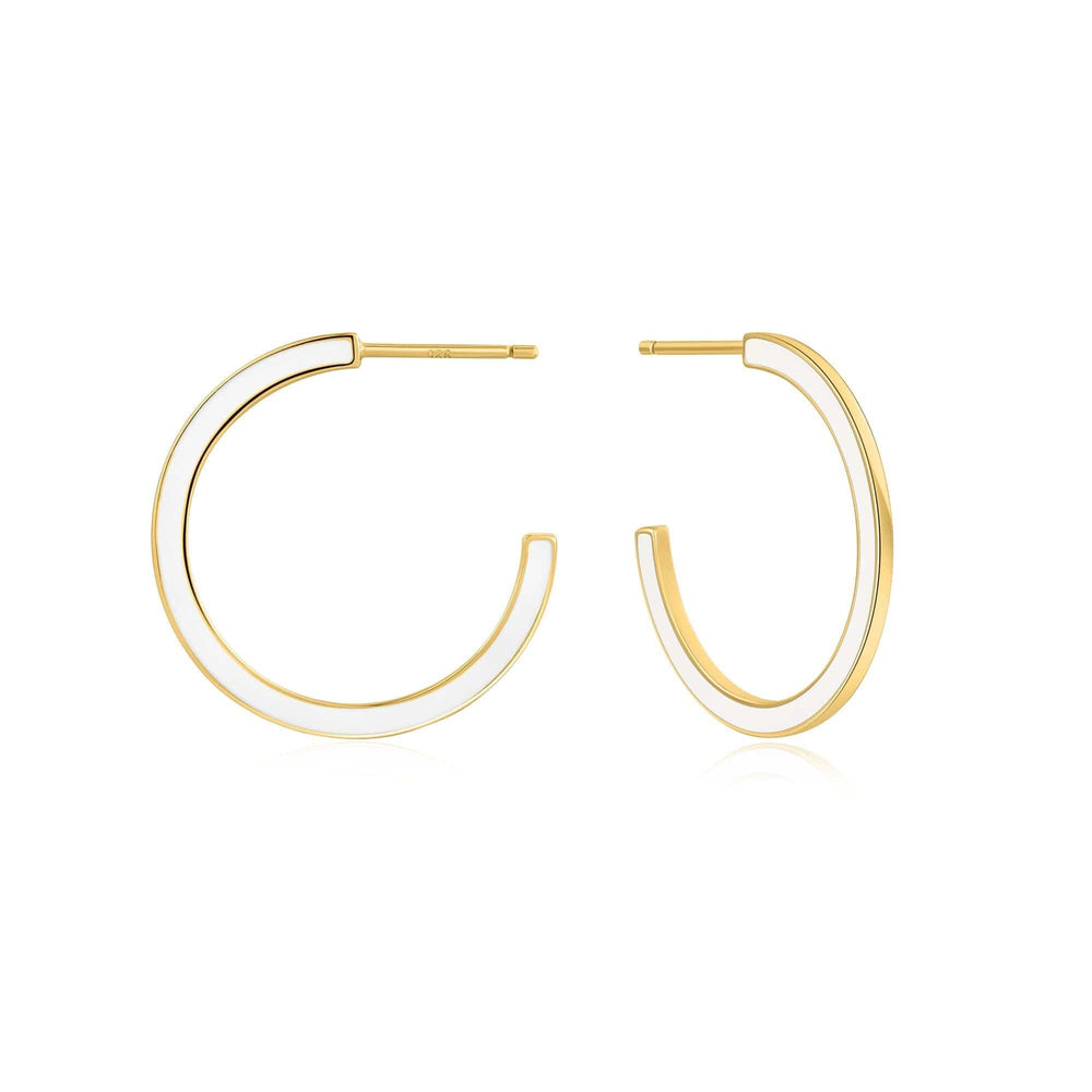 
                      
                        EAR-GPL White Enamel Gold Hoop Earrings
                      
                    