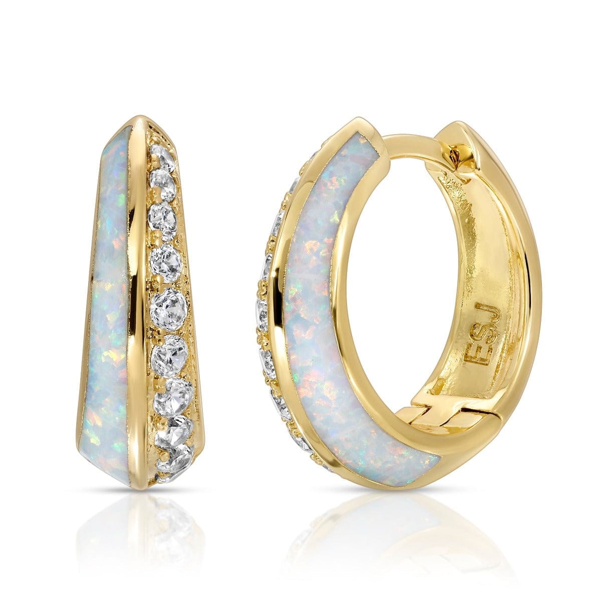 EAR-GPL White Opal  Daze Huggie Earrings