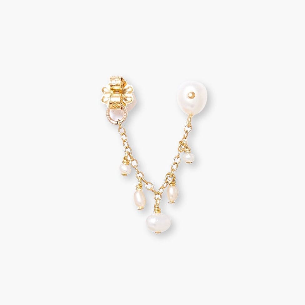 EAR-GPL White Pearl Chain Loop Earrings