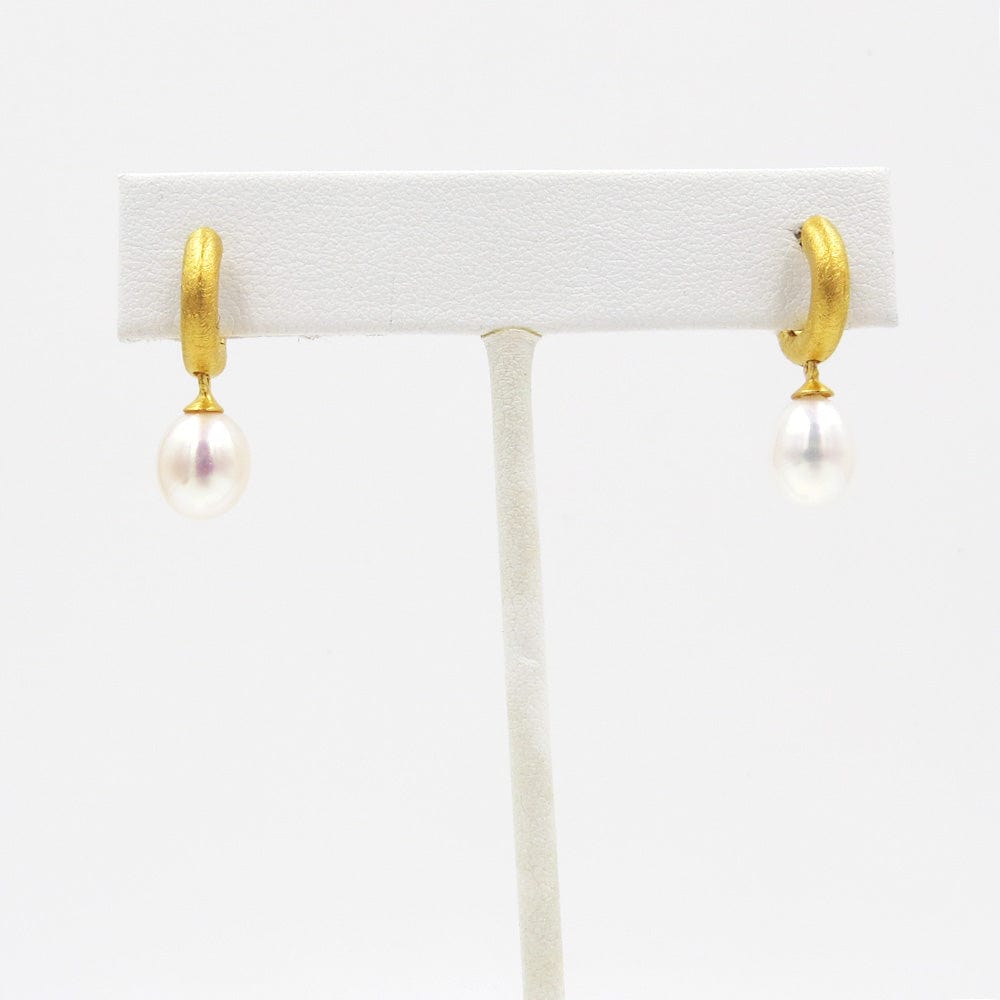 EAR-GPL WHITE PEARL HUGGIE EARRINGS