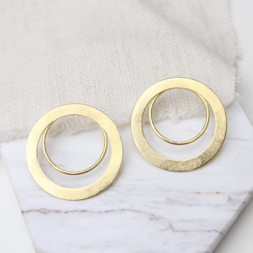 EAR-GPL Wide Flat Double Circle Earring