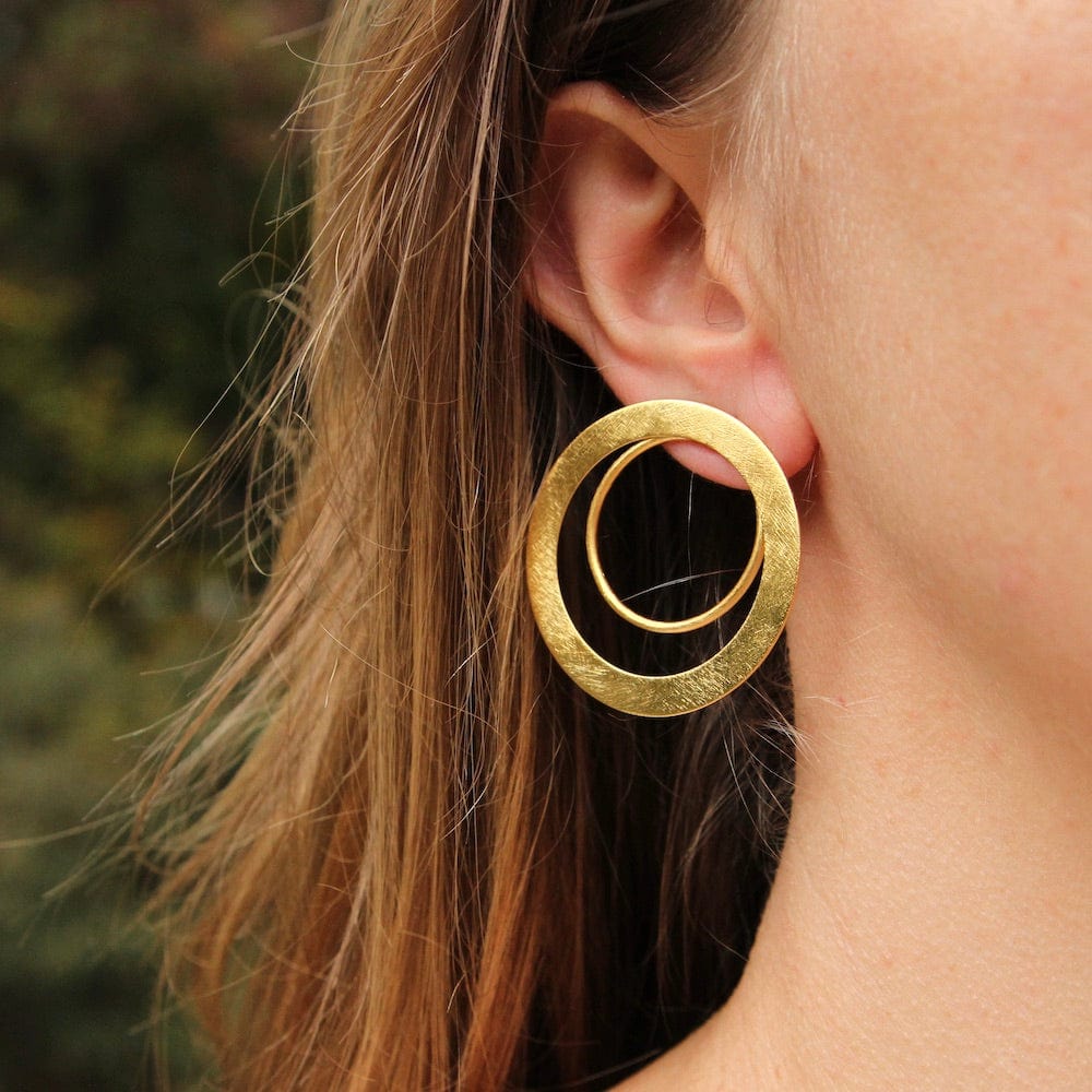 EAR-GPL Wide Flat Double Circle Earring