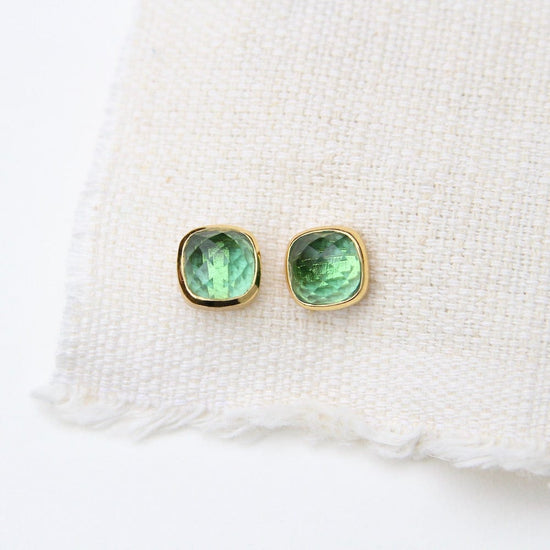 Load image into Gallery viewer, EAR-GPL Wild Green Asha Square Studs
