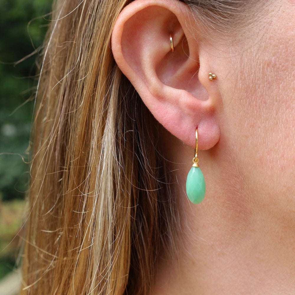 EAR-GPL Wire Faceted Chrysoprase Earrings