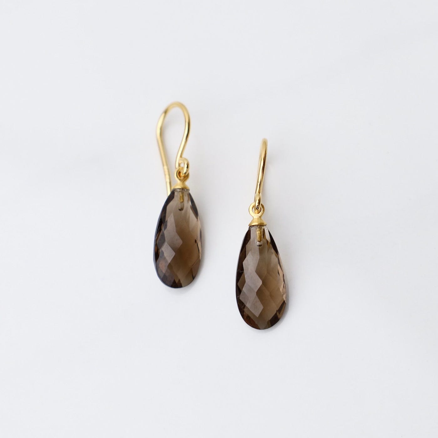 EAR-GPL Wire Faceted Smokey Quartz Earrings