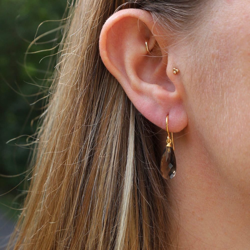 EAR-GPL Wire Faceted Smokey Quartz Earrings