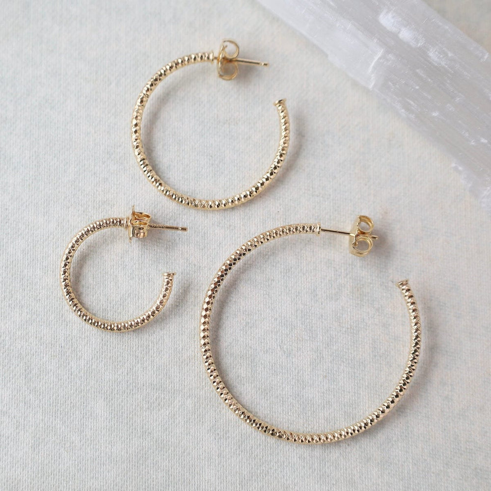 EAR-GPL Yellow Gold Plated Sparkle Hoops - 3 Size options