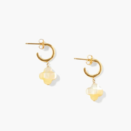 EAR-GPL Yellow Mother of Pearl Clover Hoops