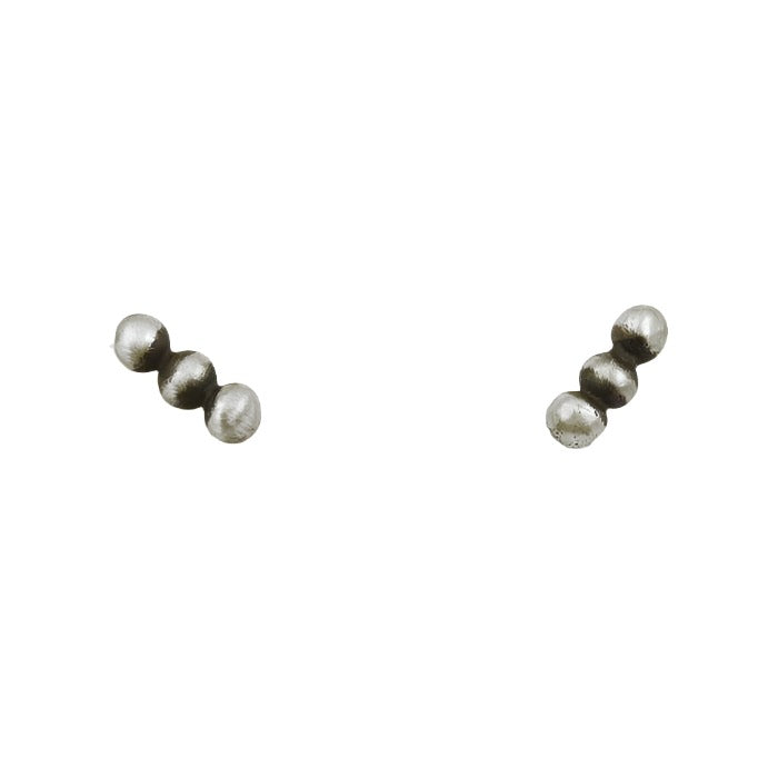 EAR Granulated Three Ball LinePost Earring - Sterling