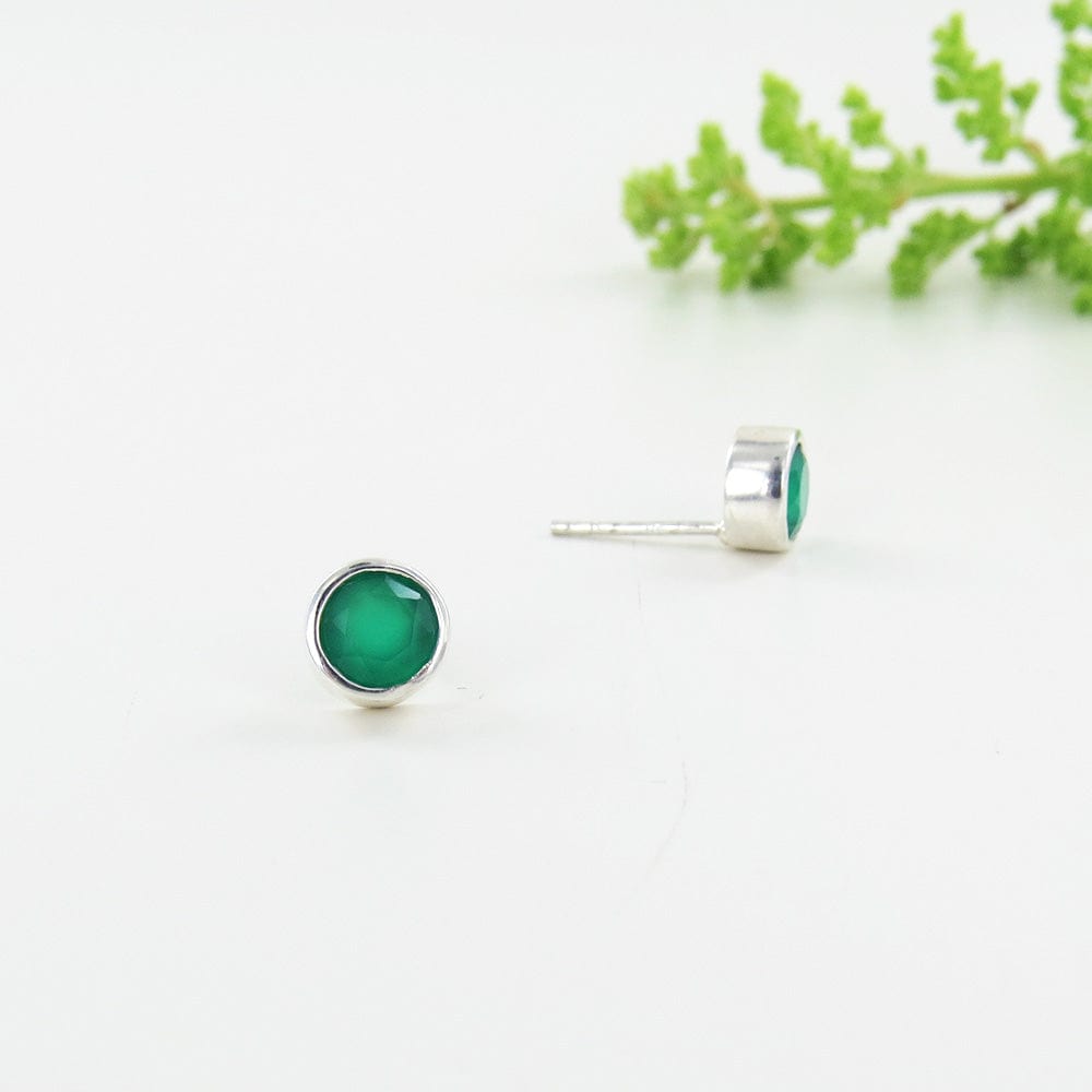 EAR Green Agate Dot Post Earring