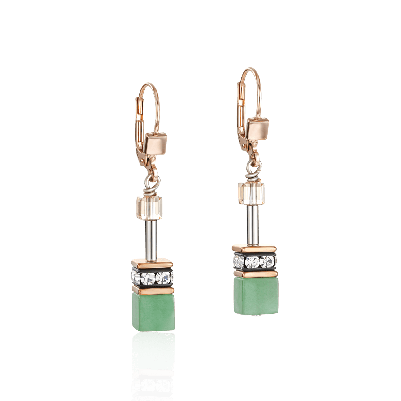 EAR Green & Beige Geo Cube Earring