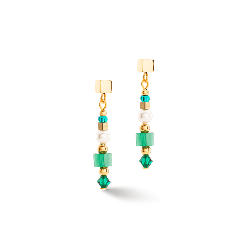 EAR Green Stripes Square Earrings