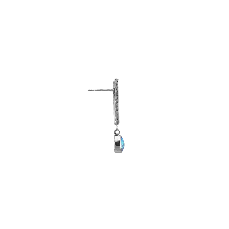 
                  
                    EAR Hammered Sterling Bar Earrings with Opal Drop
                  
                