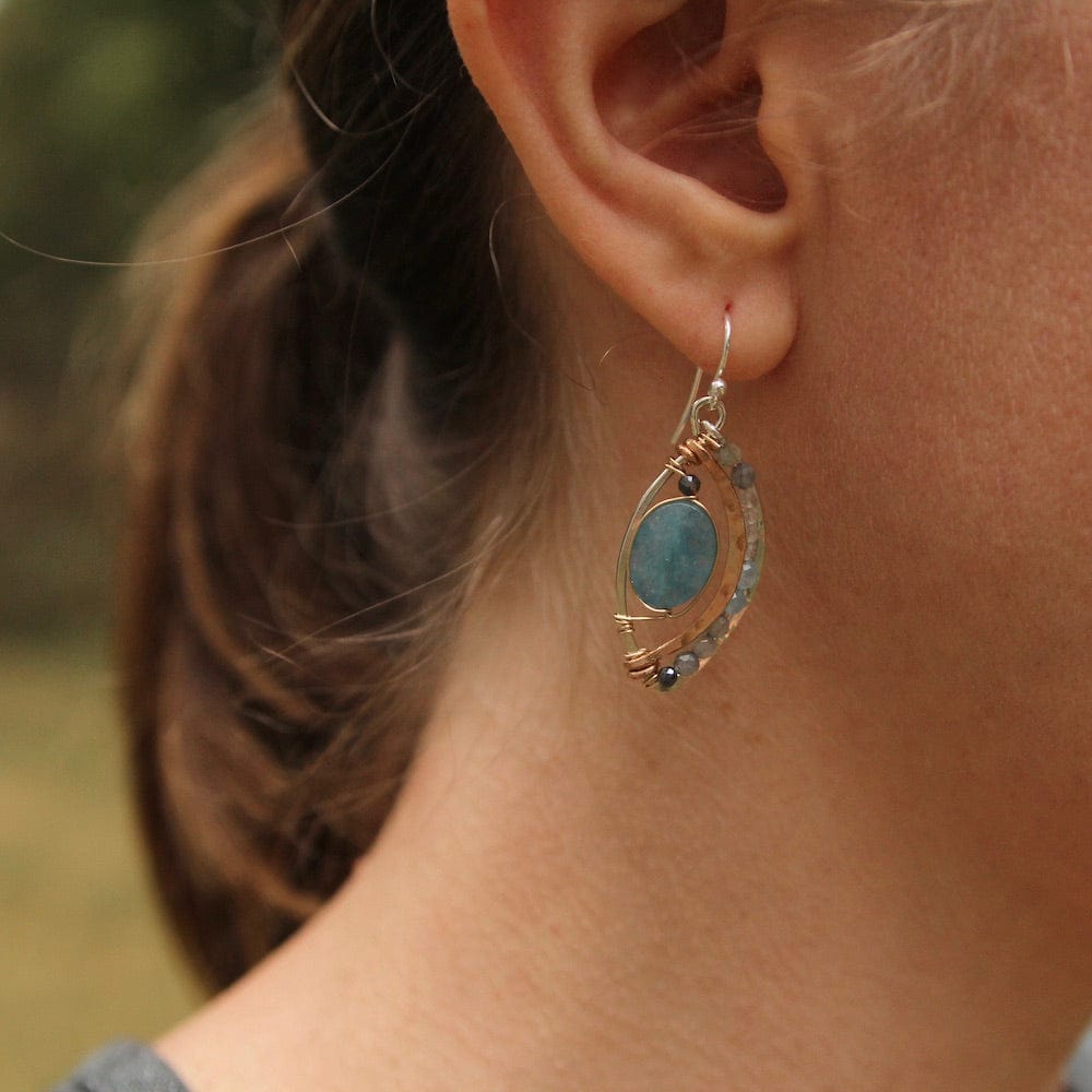 EAR Hand Formed Blue Petal Earring