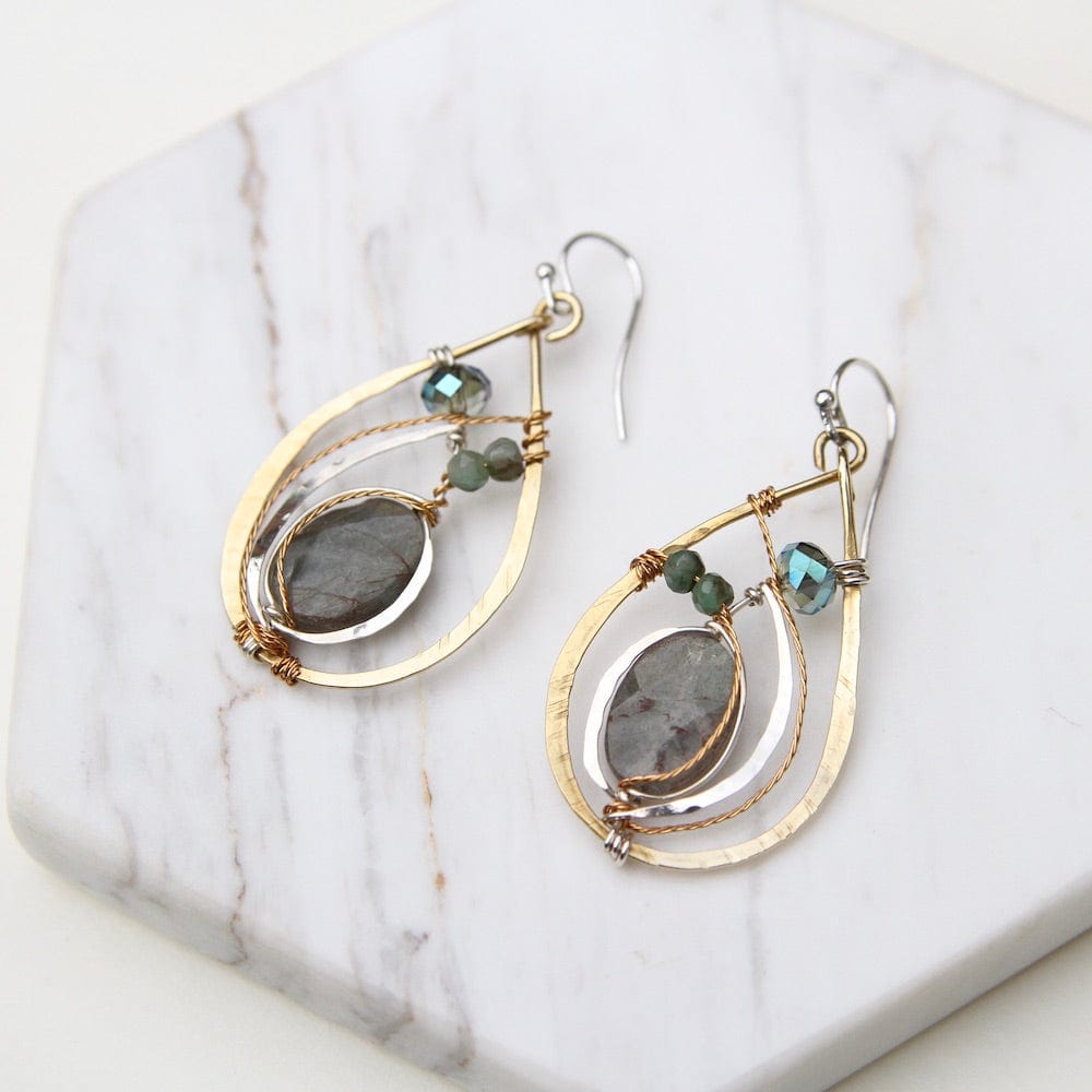 
                  
                    EAR Hand Formed Brass and Sterling Silver  Drop Earrin
                  
                