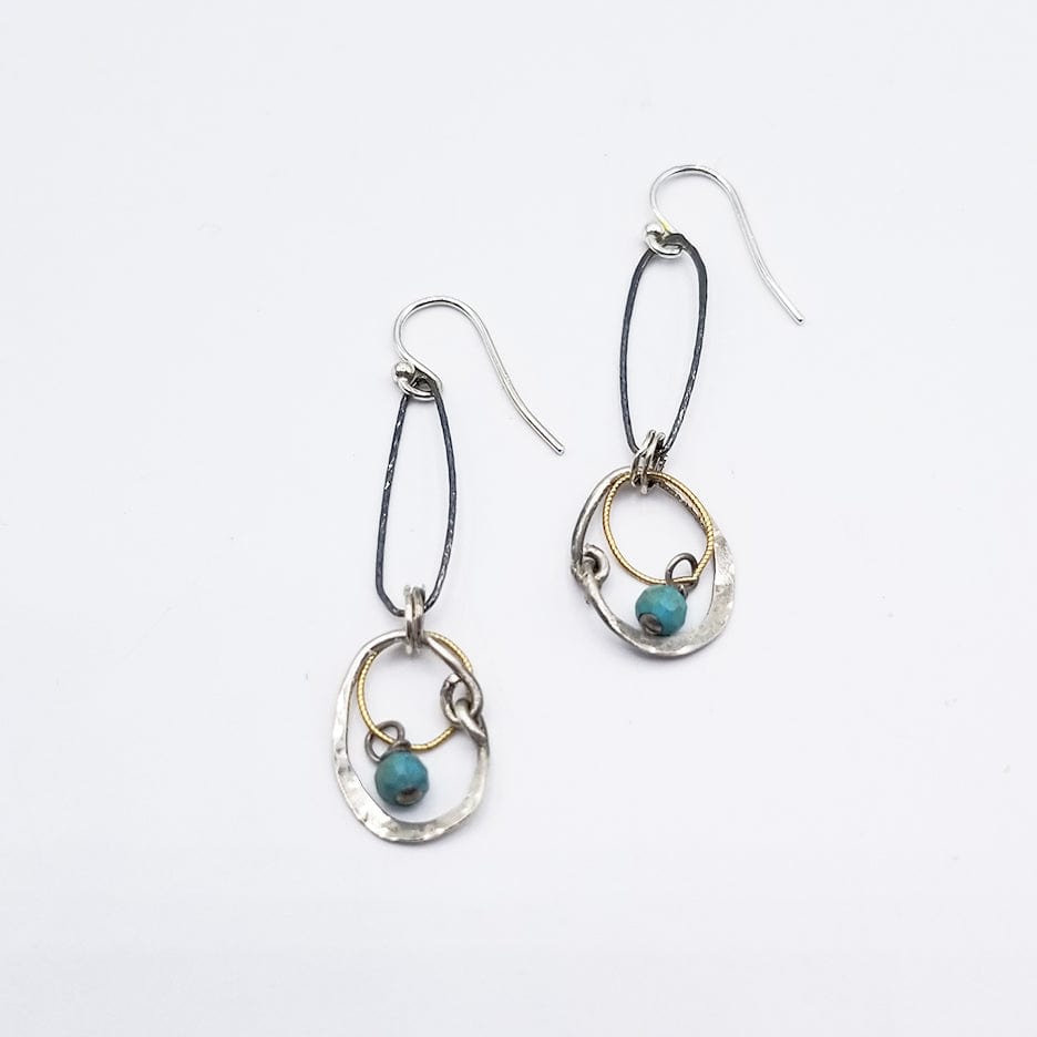 EAR HAND FORMED RINGS EARRING WITH TURQUOISE