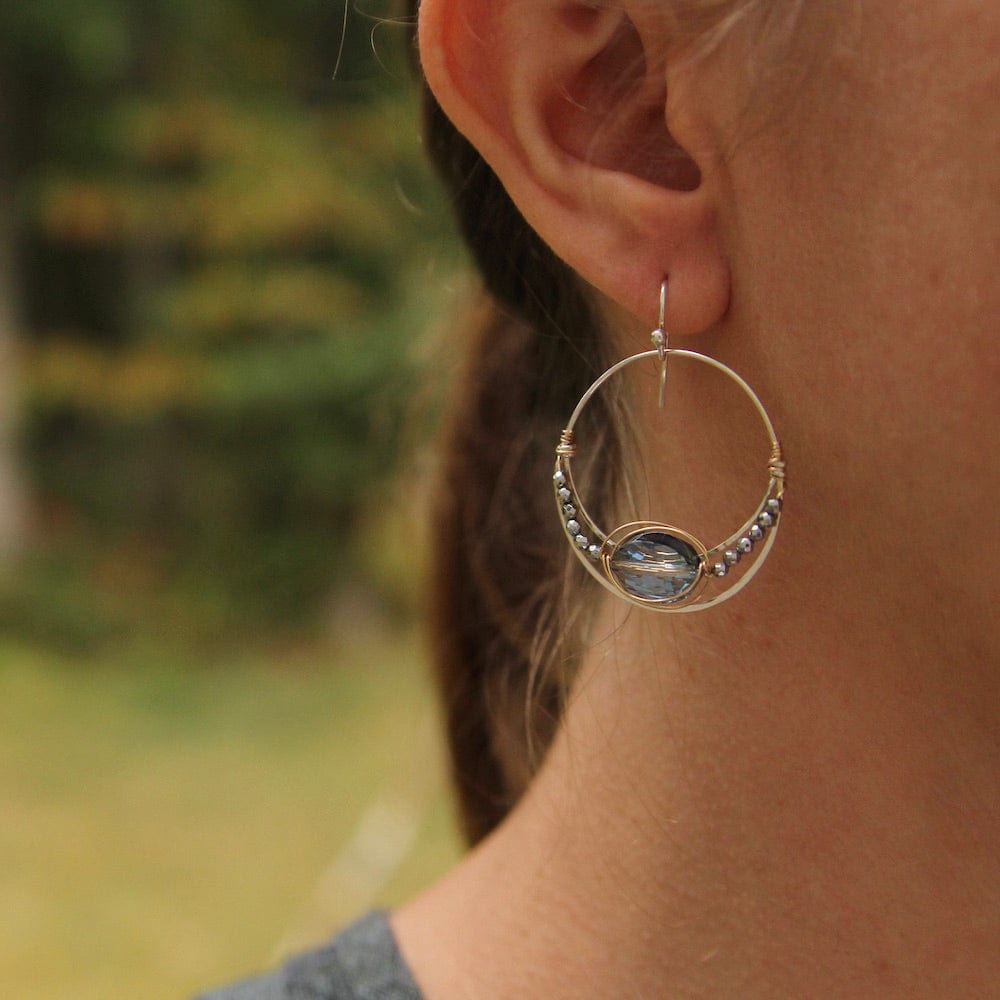 EAR Hand Formed Sterling Silver Moon Hoop Earrings