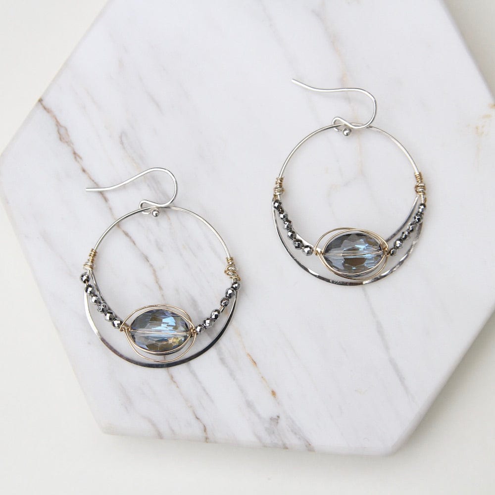 EAR Hand Formed Sterling Silver Moon Hoop Earrings