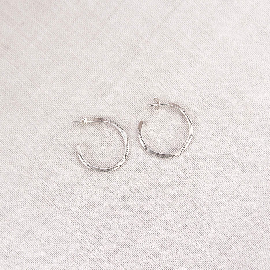EAR Hand Stamed Knife-Edge Hoops